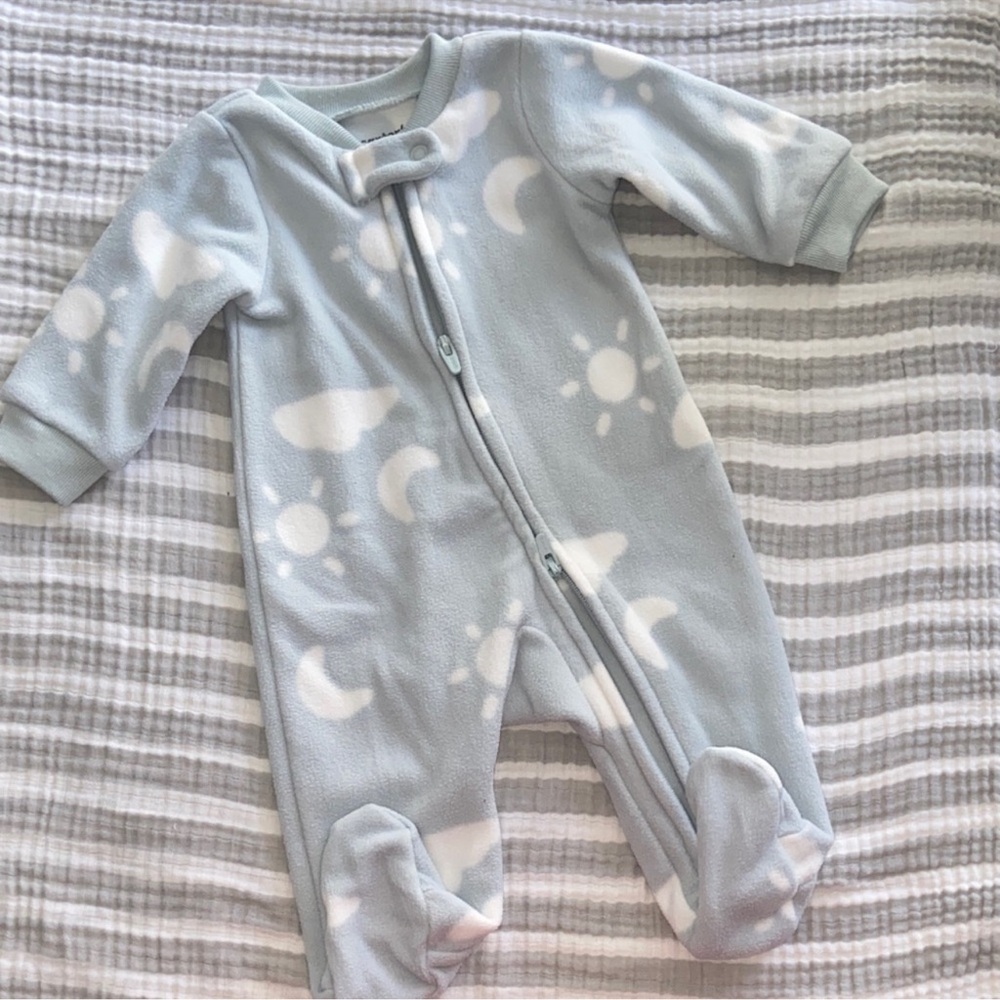 Carter's Soft Blue and White Footed One Piece